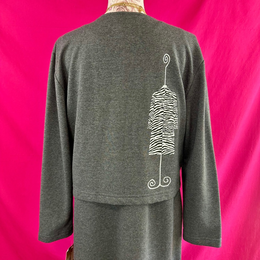2 Piece Set Graphic Maxi Long Dress Cardigan Gray Fashion Artsy Novelty S Cite - Picture 6 of 17